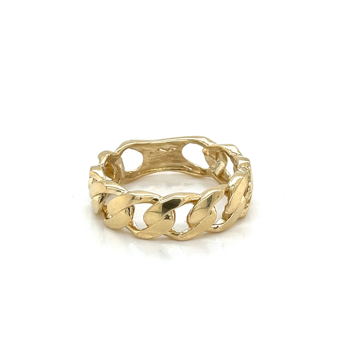 Anillo cubano Miami liso de oro de 14 quilates de 7 mm