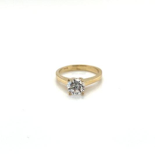 14K Gold Solitaire CZ Ring