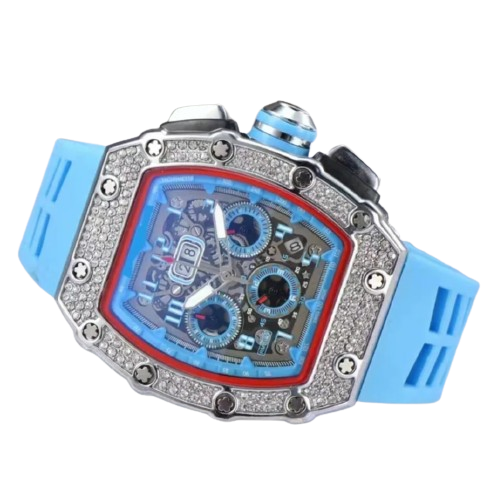 Reloj de Cuarzo para Hombre con Correa de Silicona Azul