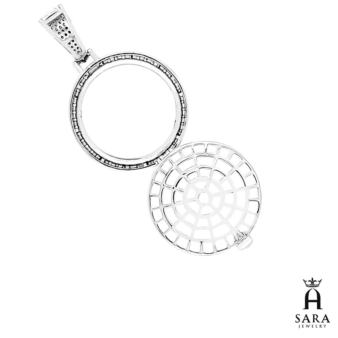 Colgante con imagen de medallón redondo de oro amarillo, cubierta de cristal, colgante de 1,2 "x 1,2"