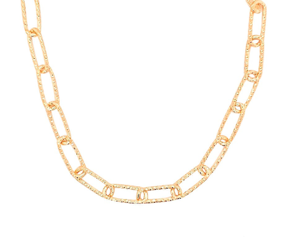 925 Sterling Silver Gold Plated Paperclip Chain Necklace