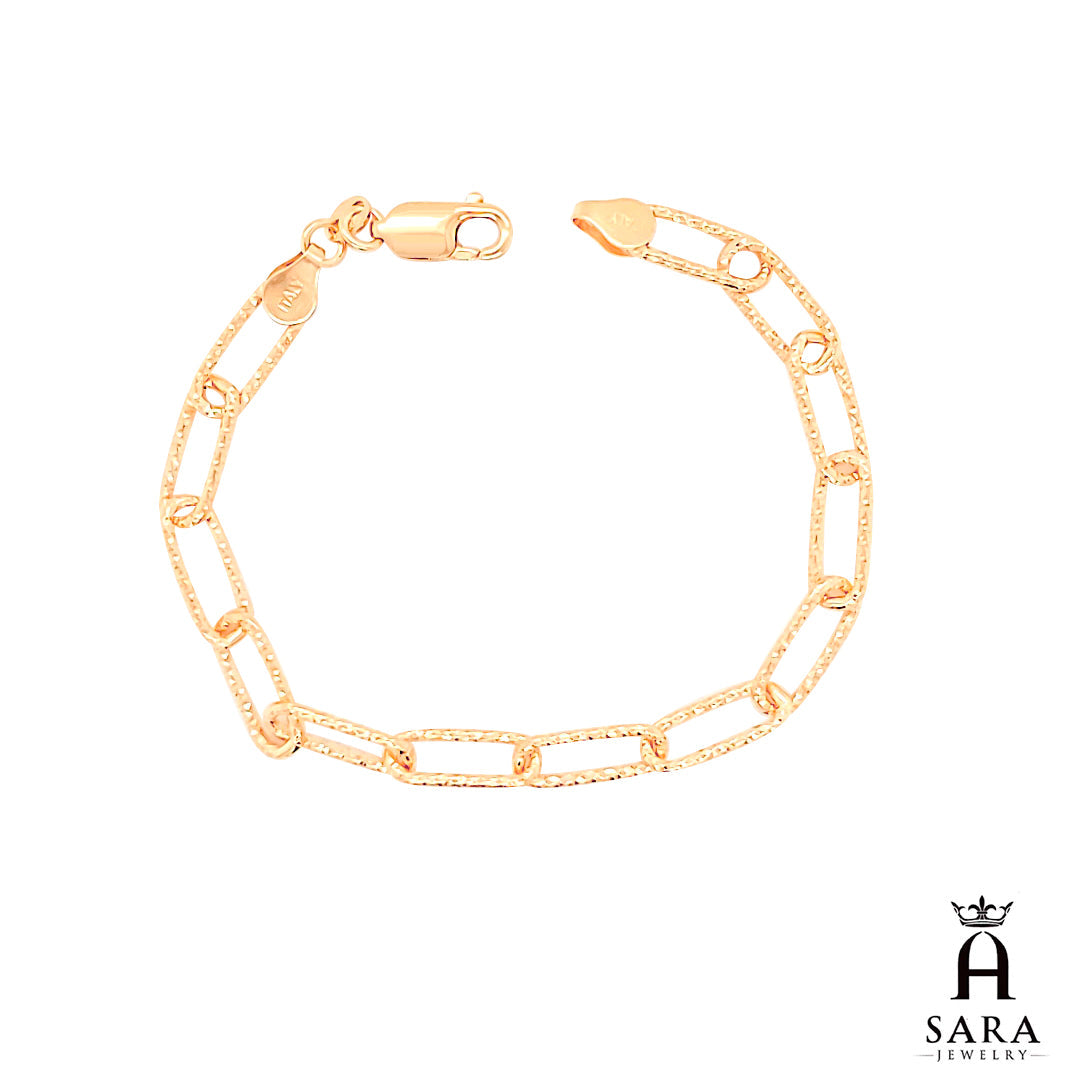 Pulsera italiana con clip de alto brillo chapada en oro amarillo