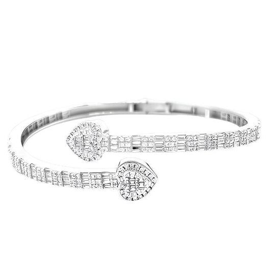 2.83CT MOISSANITE 925 Sterling Silver Heart Bangle Bracelet - M304039