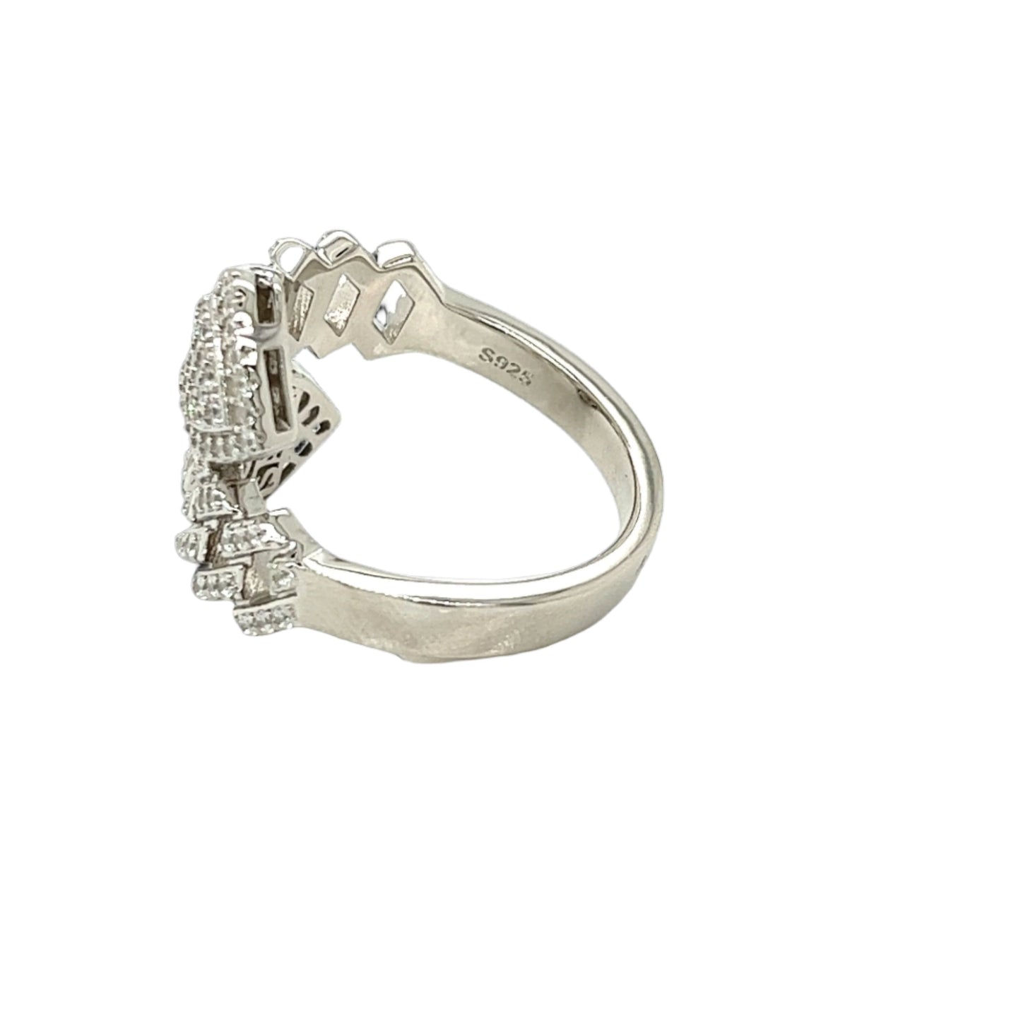 Modern Open Band Ring Pavé Heart Cuban Link Fancy