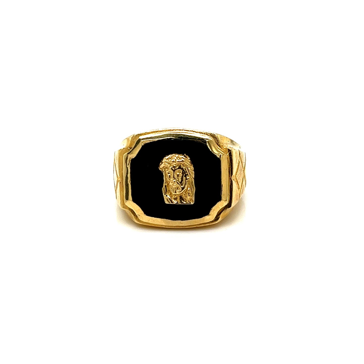 Anillo liso de Jesús de oro de 14 quilates