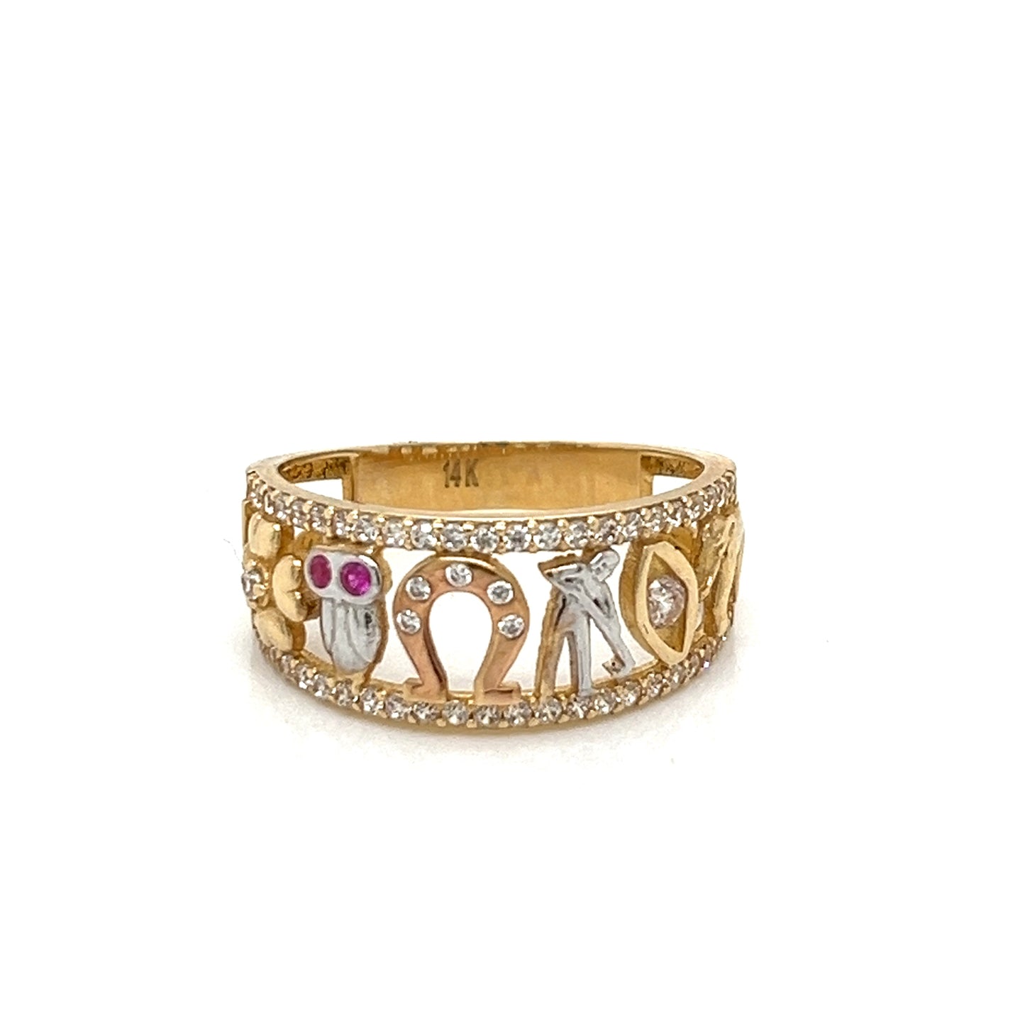 Anillo "LUCKY" De Oro De 14 Quilates Con Circonita