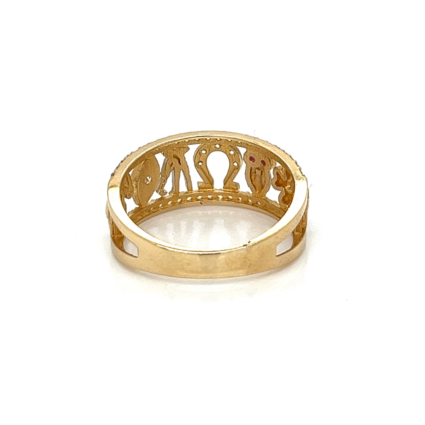 Anillo "LUCKY" De Oro De 14 Quilates Con Circonita