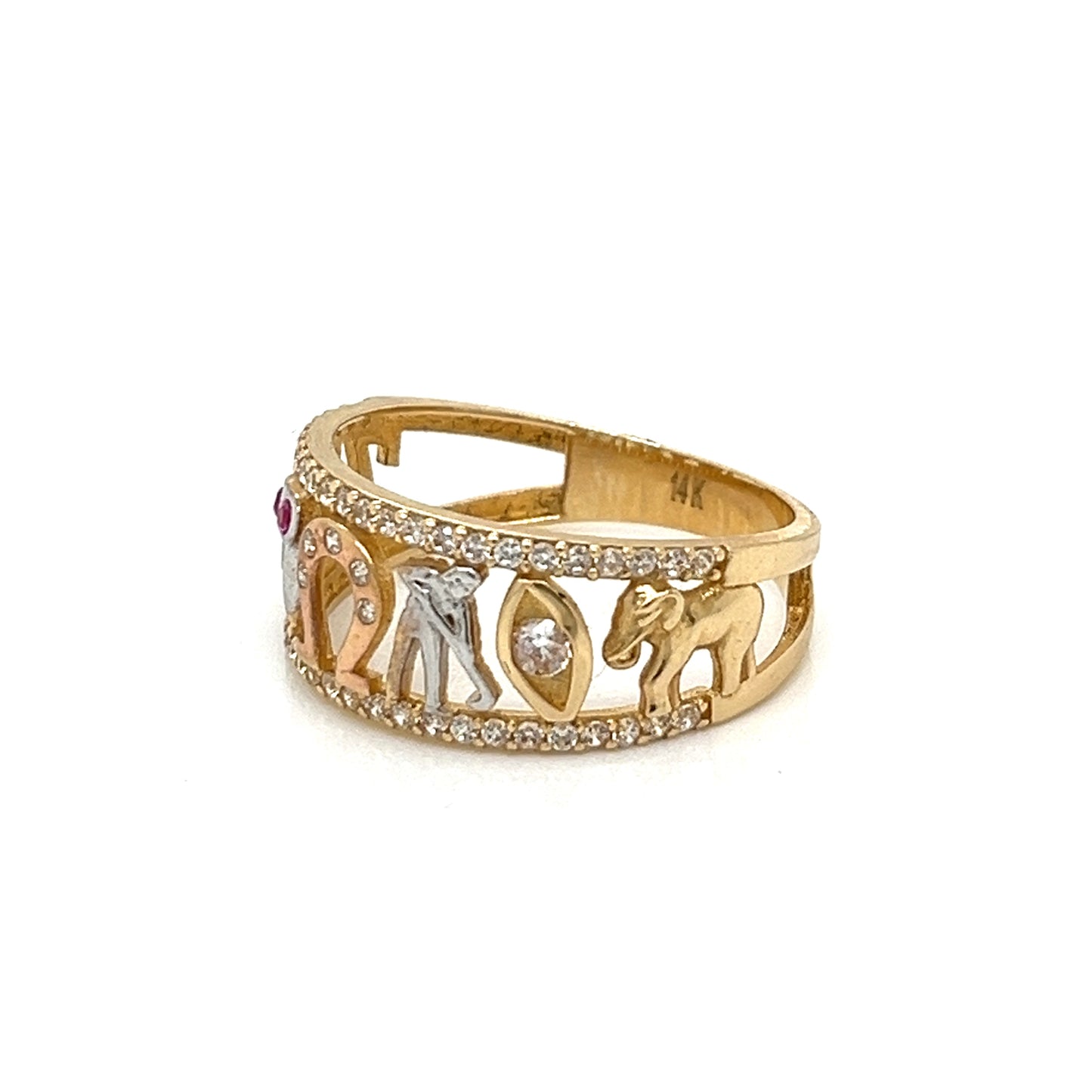 Anillo "LUCKY" De Oro De 14 Quilates Con Circonita