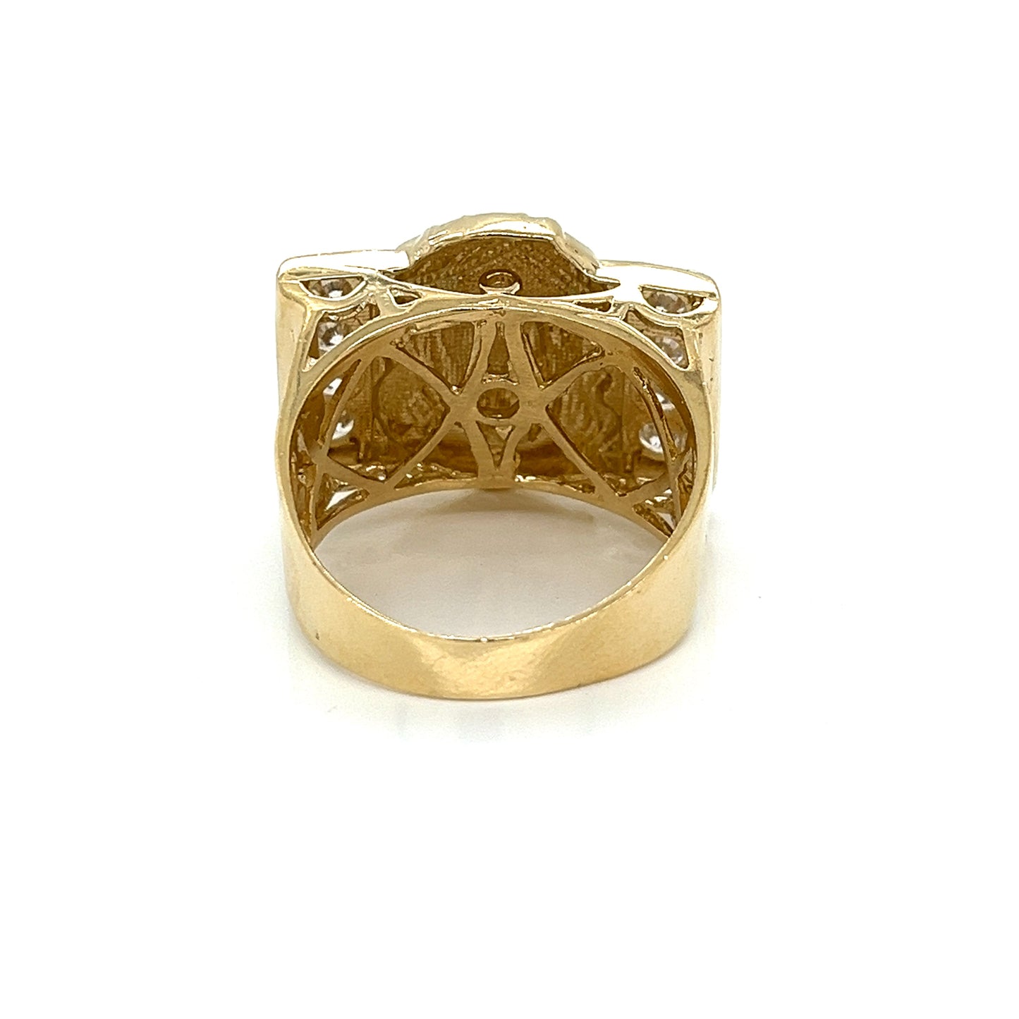14K Gold Jesus Face Ring W/ CZ