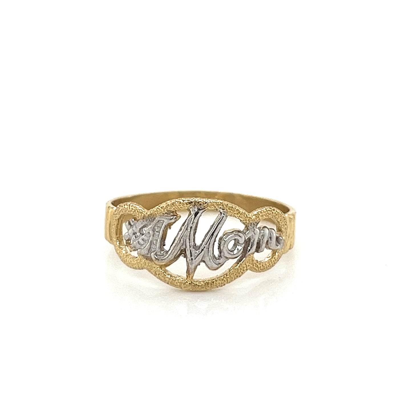Hermoso anillo liso "#1 MOM" de oro de 14 quilates