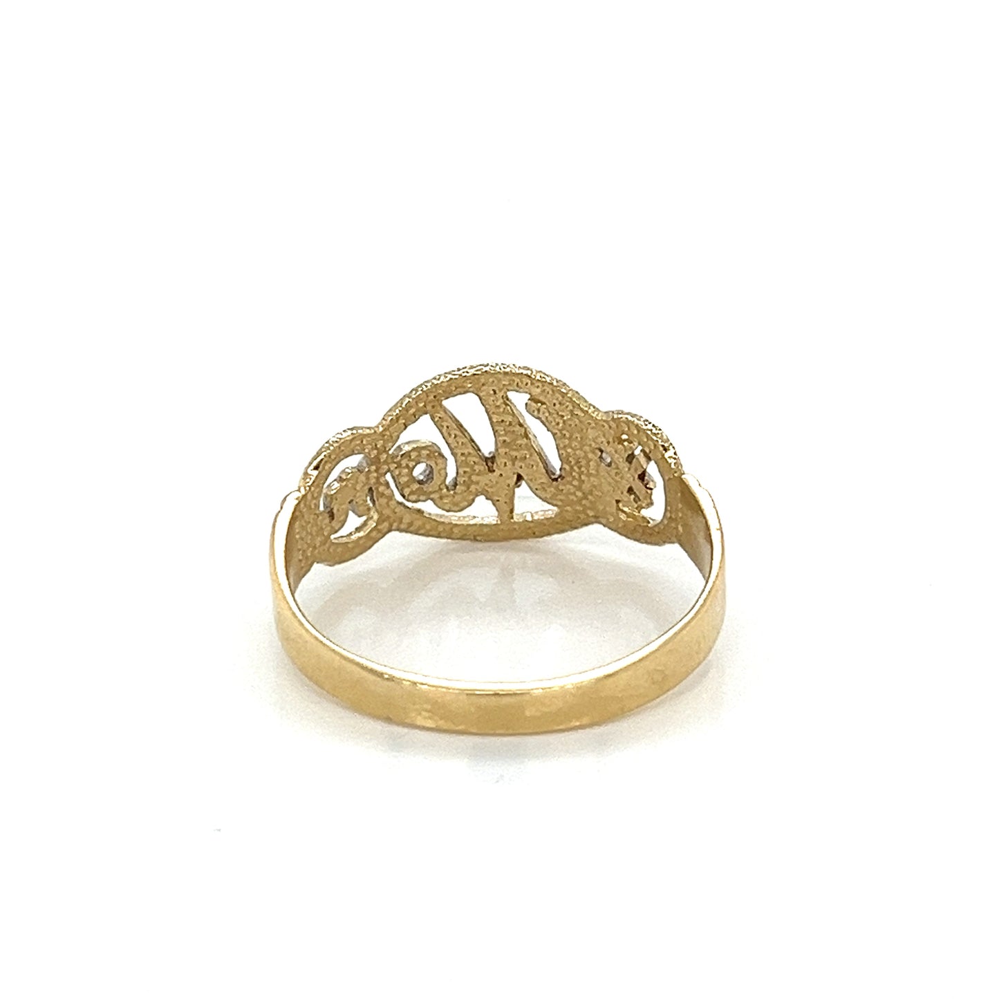 Hermoso anillo liso "#1 MOM" de oro de 14 quilates