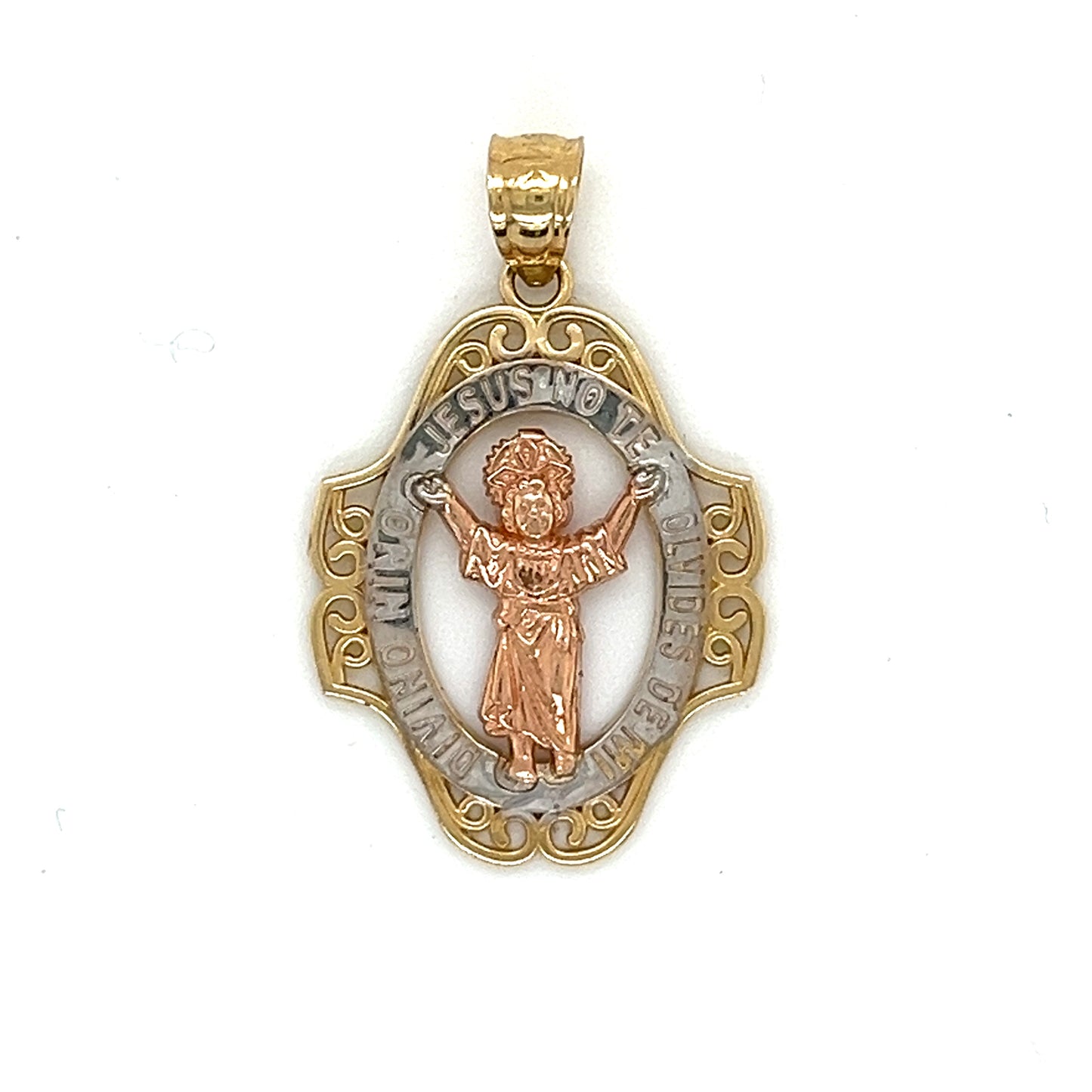 14K Gold Two Tone Praying Jesus Pendant