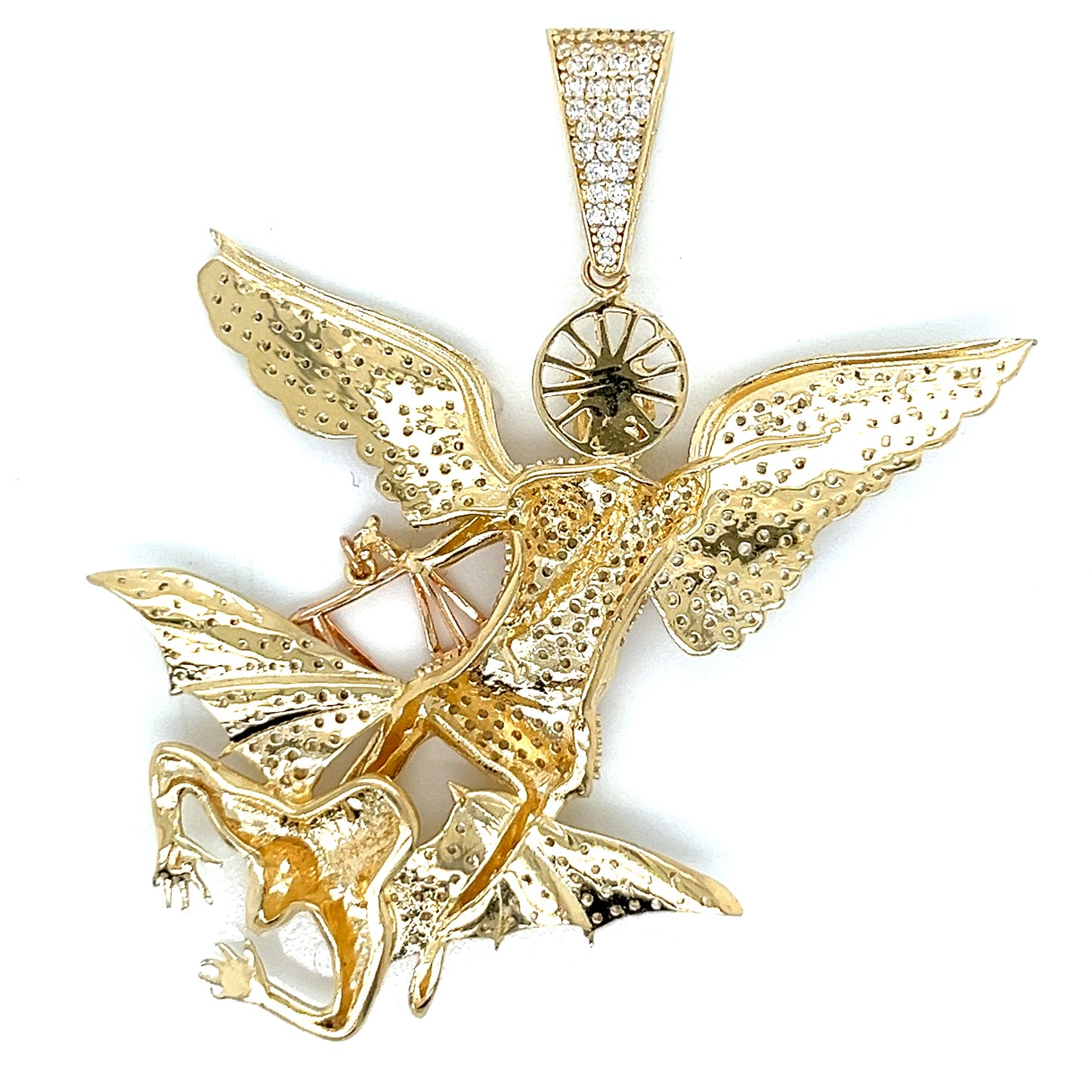 Arcángel San Miguel De Oro De 14 Quilates Con CZ