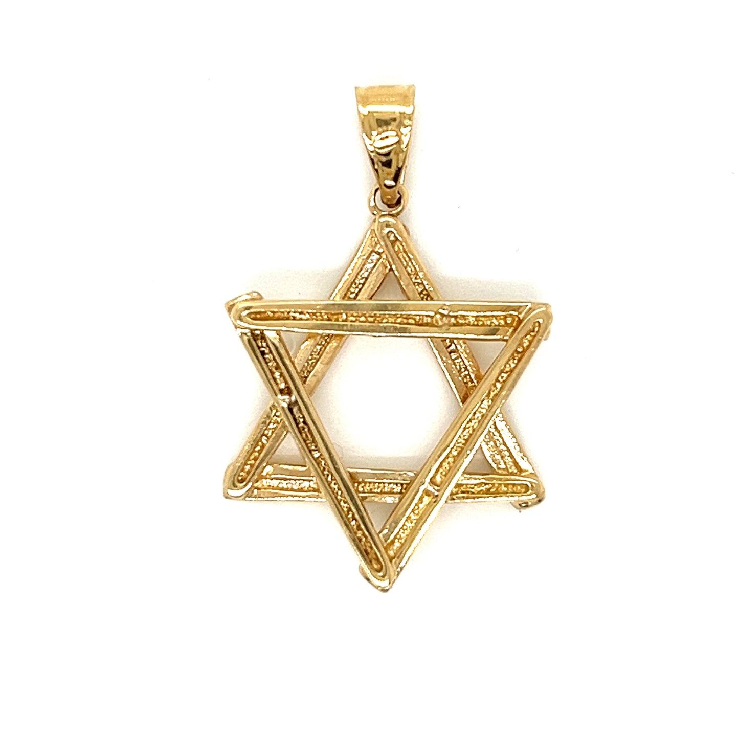 Colgante liso de estrella de David de oro de 14 quilates de 1,5"
