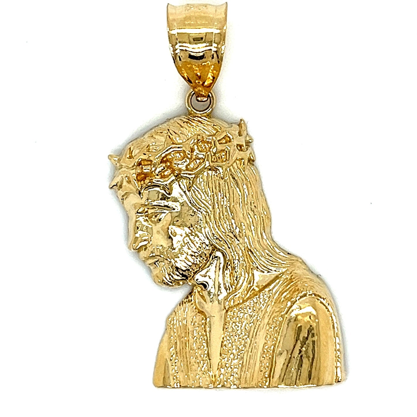 14K Gold Jesus With Crown Pendant
