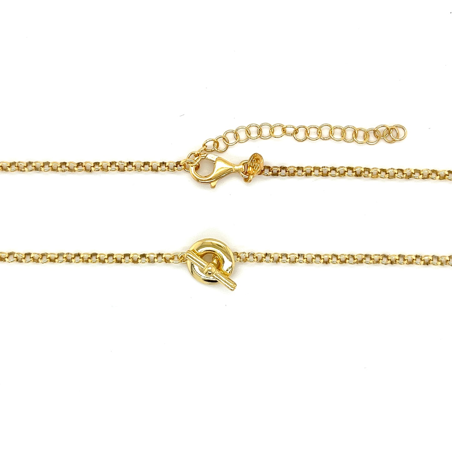 Pulsera con colgante de barra en T de oro de 14 quilates
