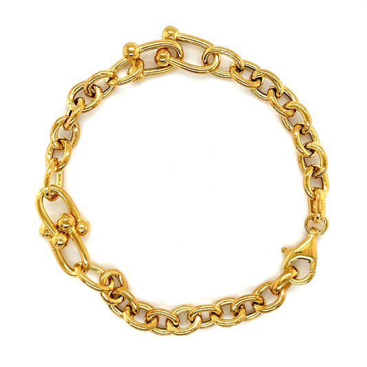 Pulsera de eslabones chapada en oro de 14 quilates