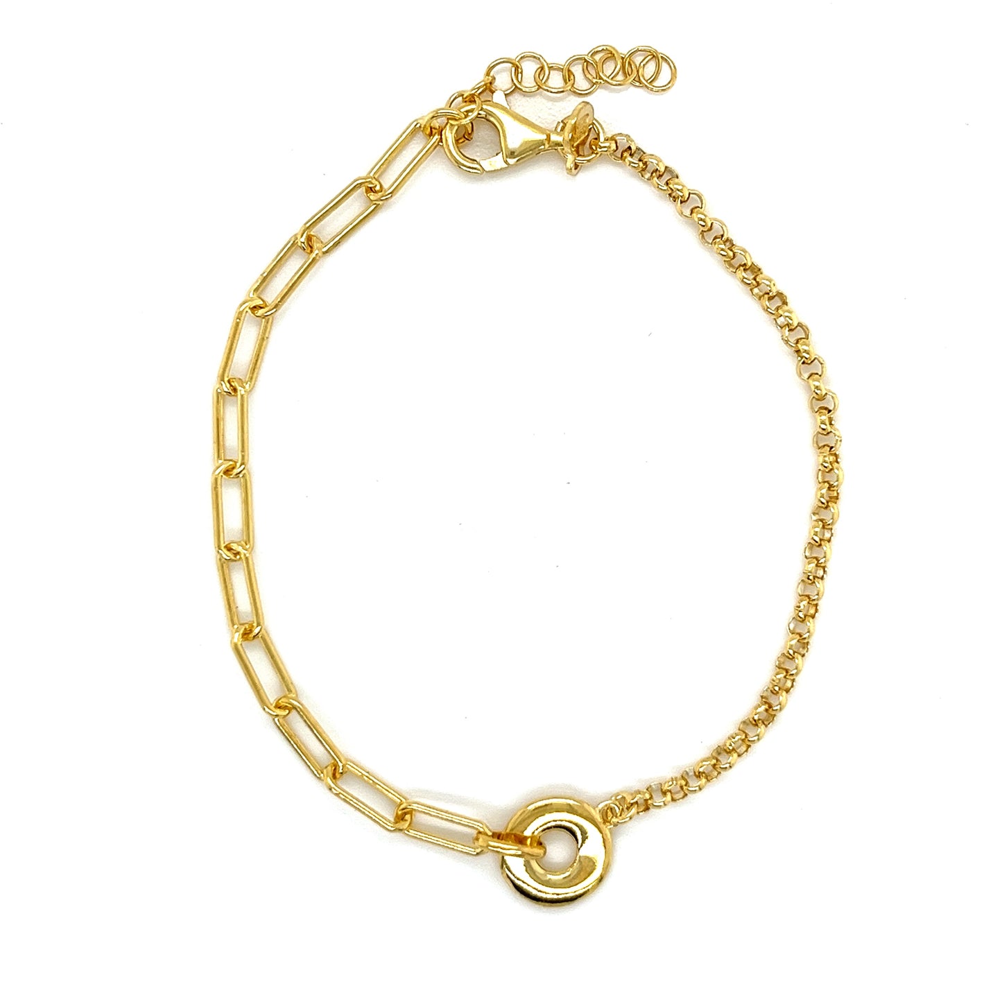 Colgante con barra en T chapado en oro de 14 quilates con cadena y pulsera con clip