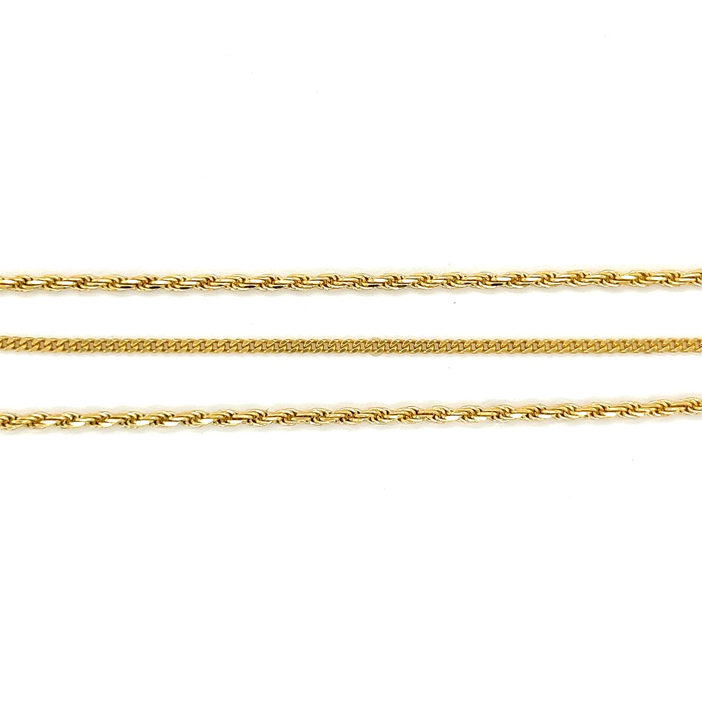 Pulsera Cubana Y De Cuerda Para Bebé De Tres Capas Chapada En Oro De 14 Quilates
