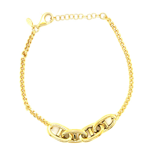 Elegante pulsera eslabonada chapada en oro de 14 quilates