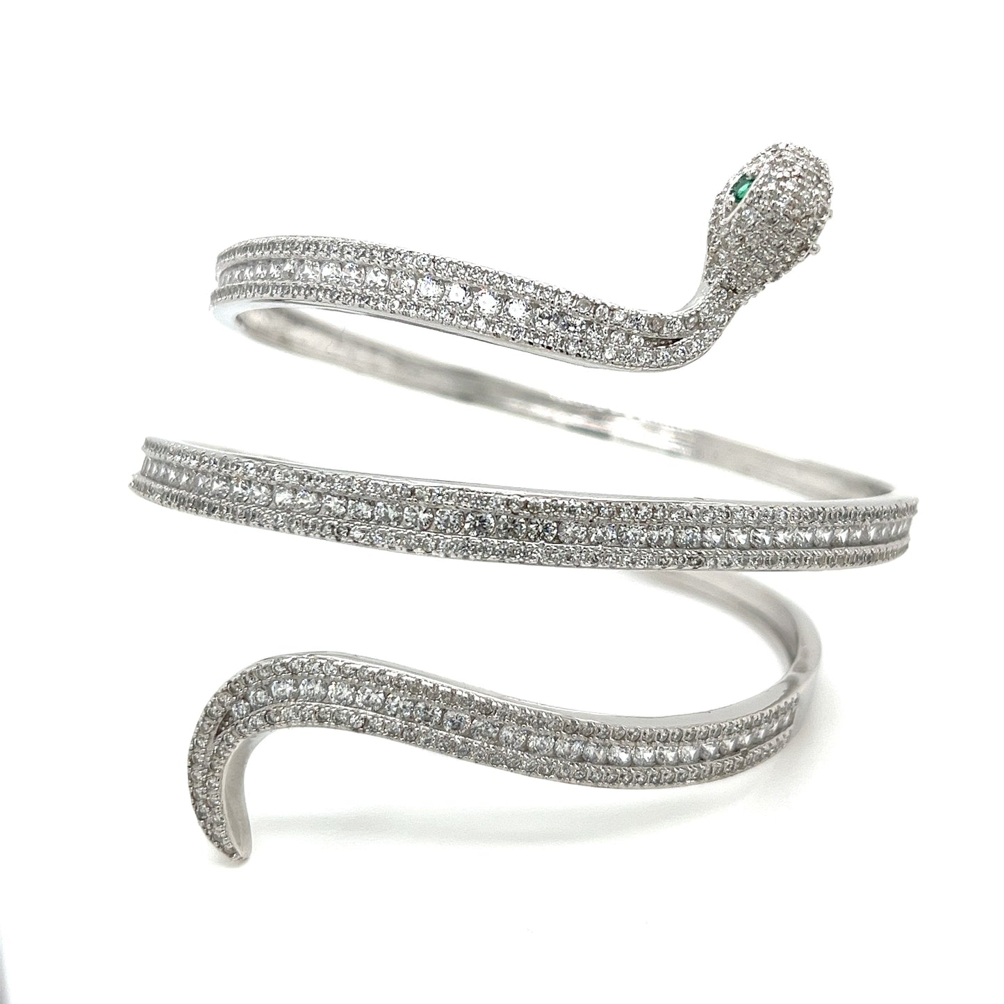 Brazalete envolvente de serpiente plateada