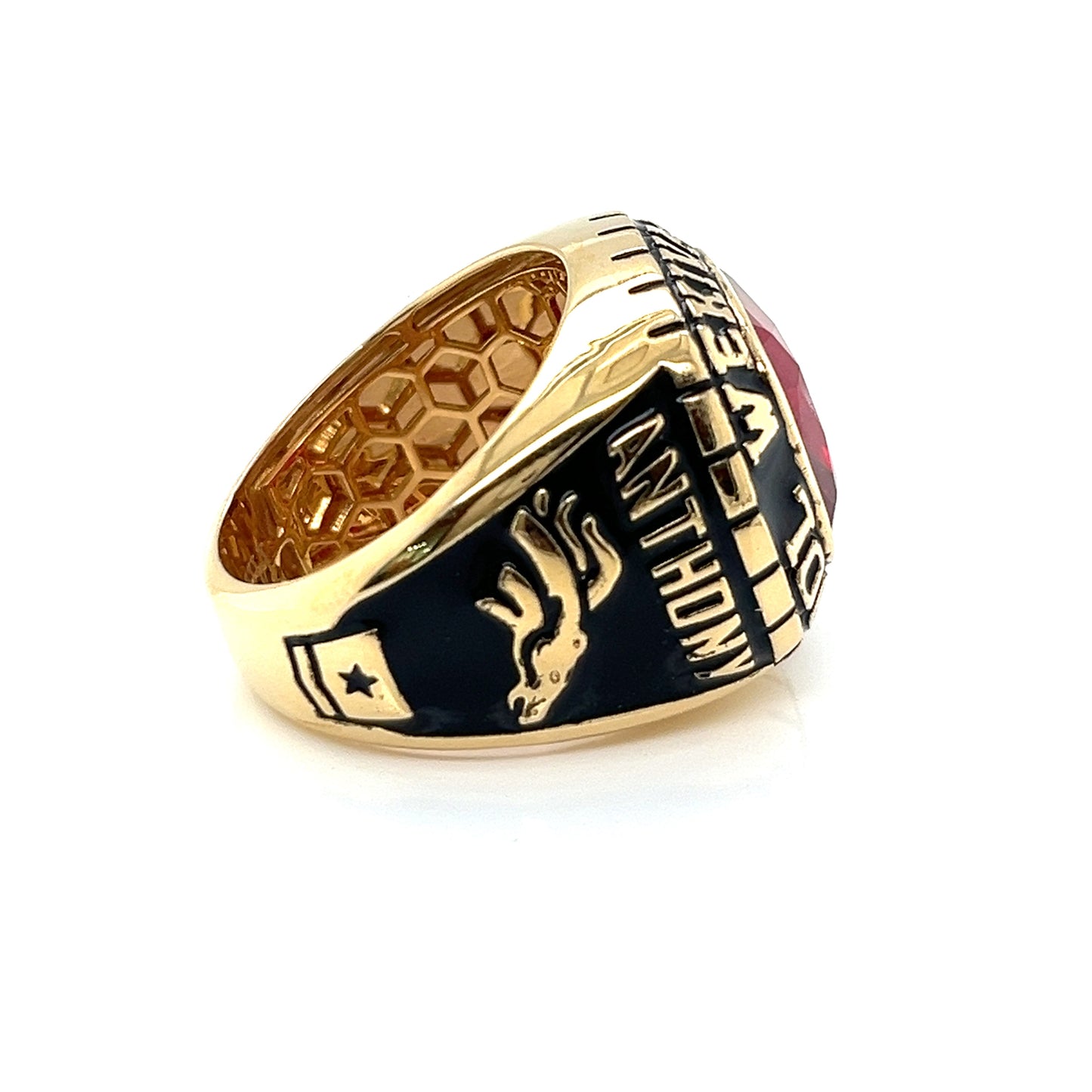 Anillo de graduación de oro de 14 quilates