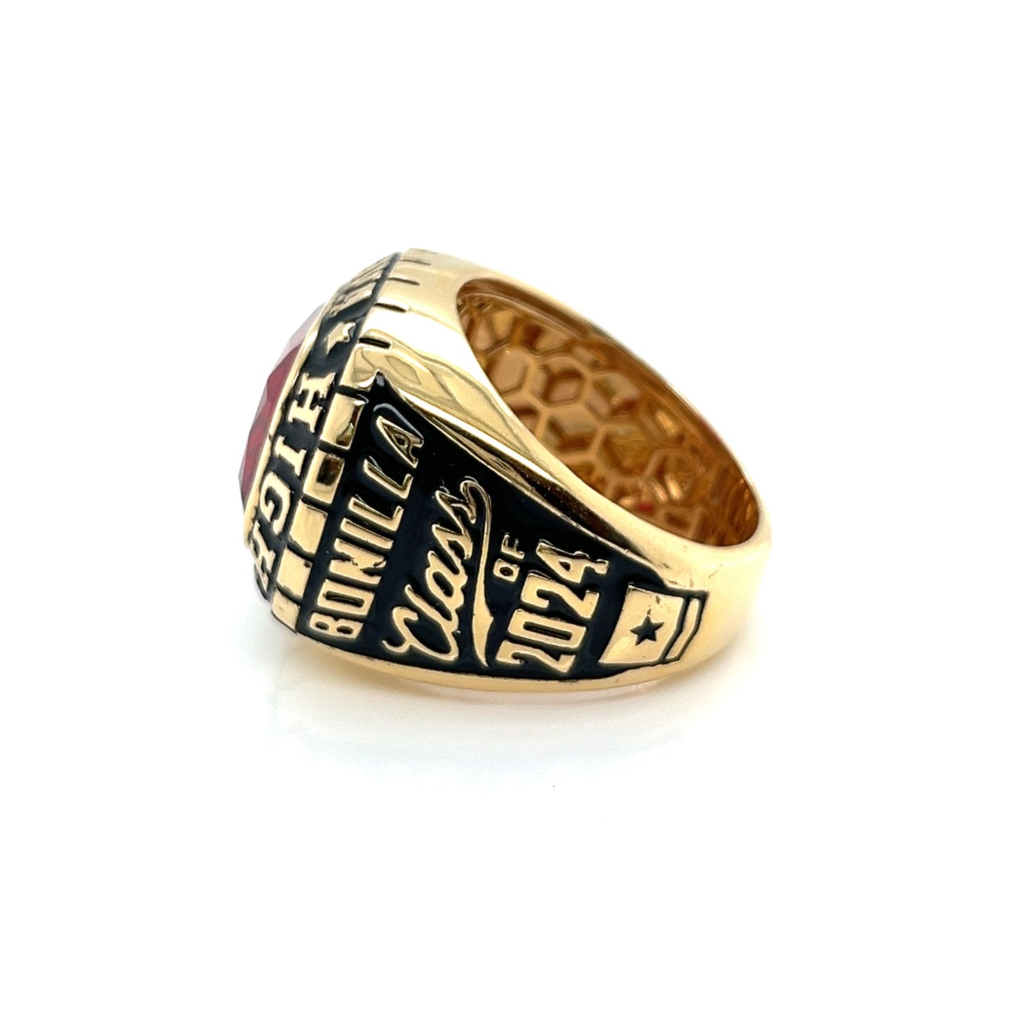 Anillo de graduación de oro de 14 quilates