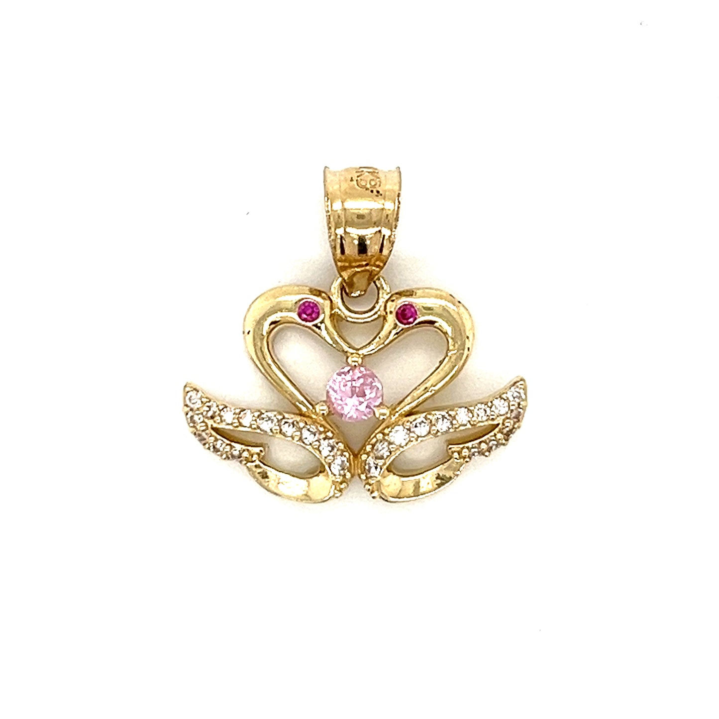 Colgante de corazón con alas de oro de 14 quilates
