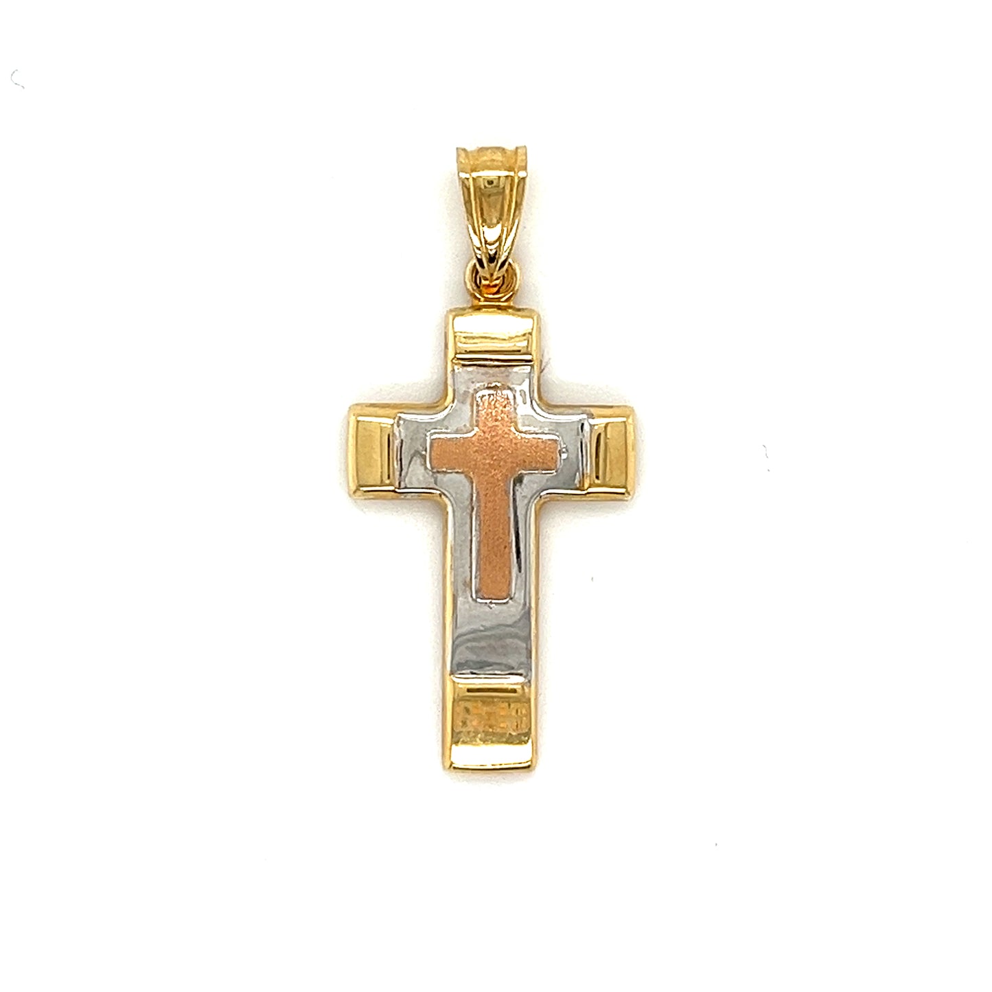 14K Gold Two Tone Plain Cross