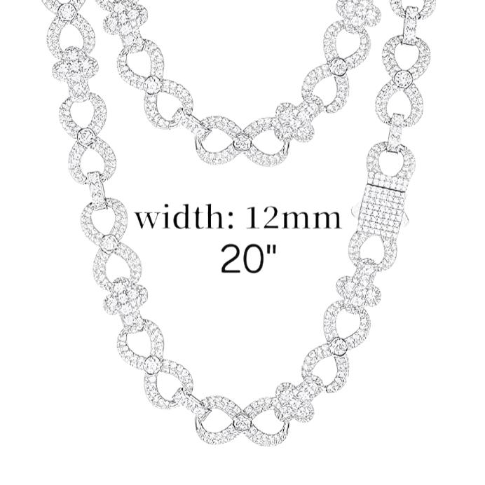 Moissanite Sterling Silver 925 Cross Infinity Link 12mm Iced Out 18"-24" Chain Necklace - M500039