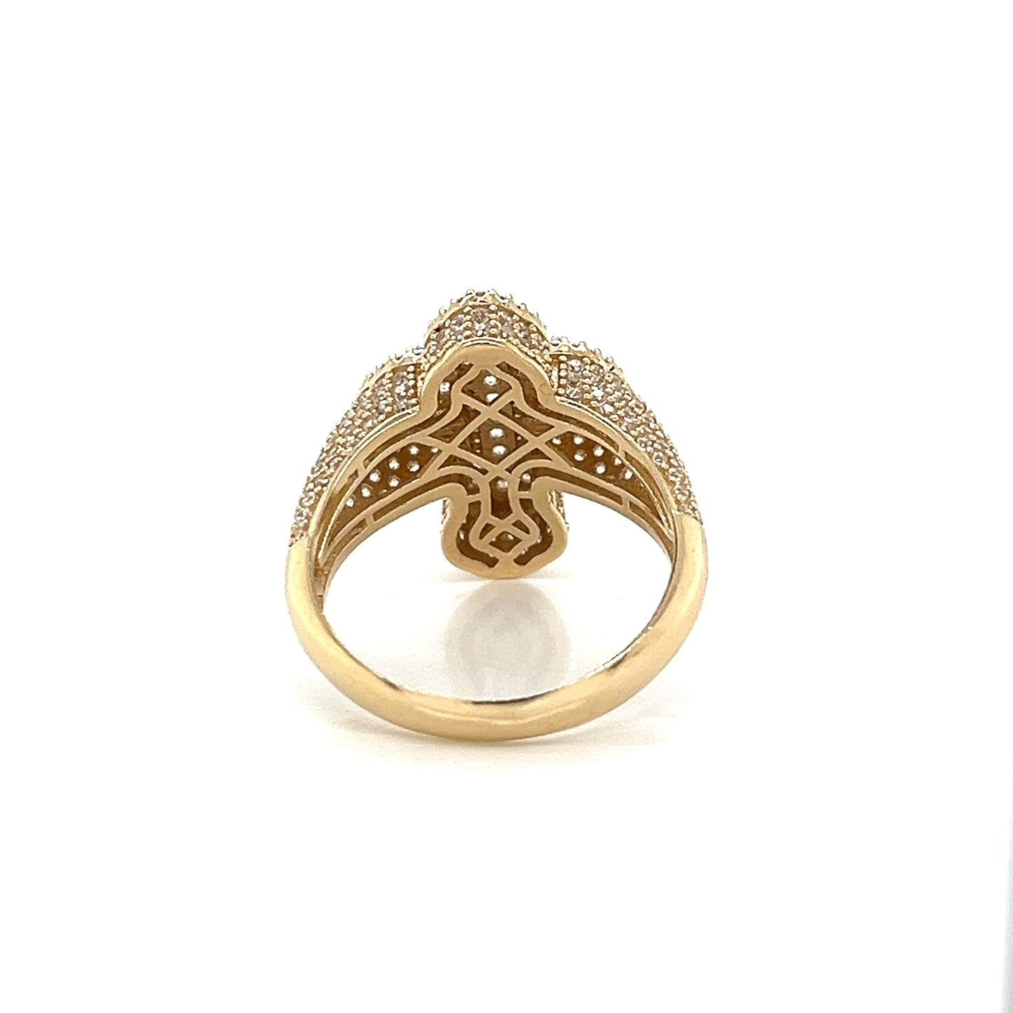 Anillo De Cruz 3D De Oro De 14 Quilates Con Circonita