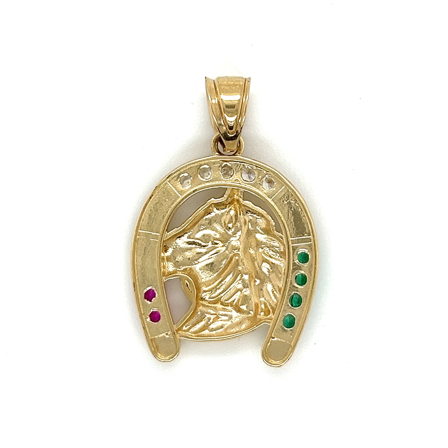 Gancho de caballo de oro de 14 quilates con colgante de circonita