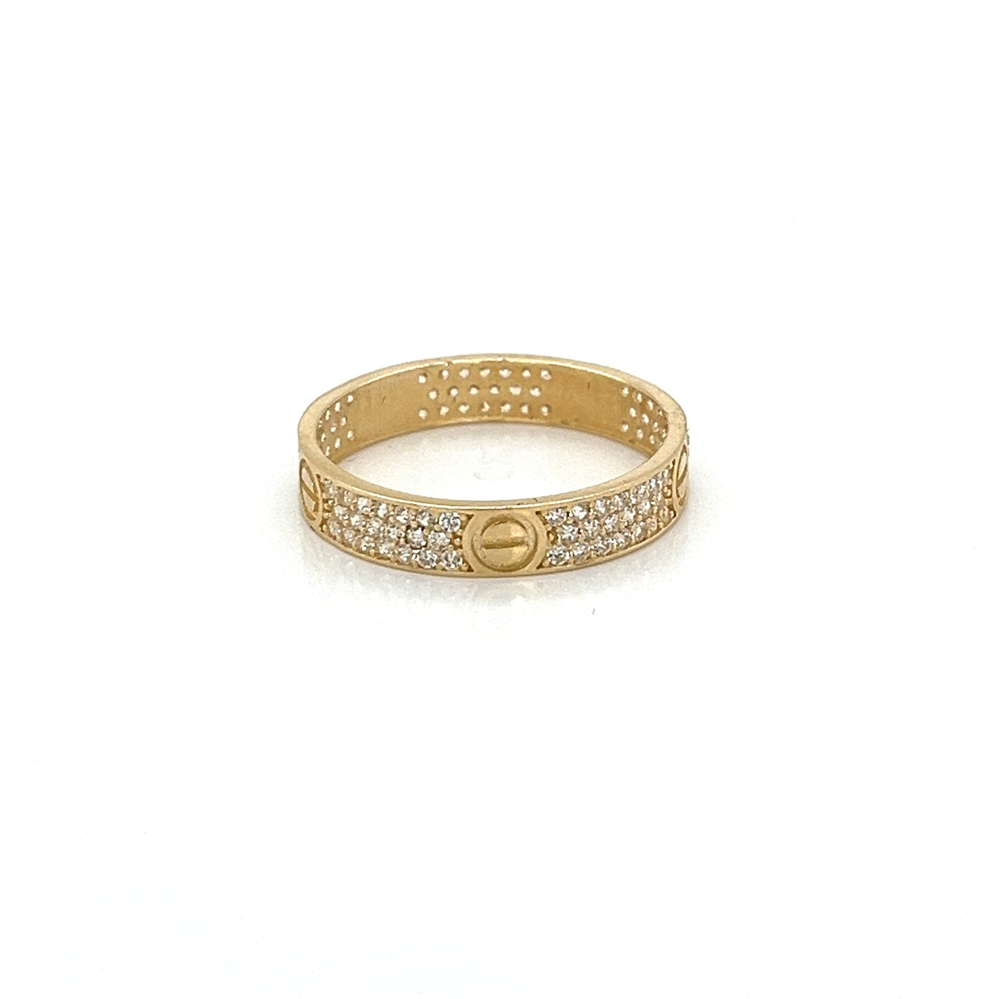 14K Gold Screw Ring W/ CZ