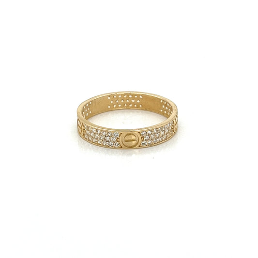 14K Gold Screw Ring W/ CZ