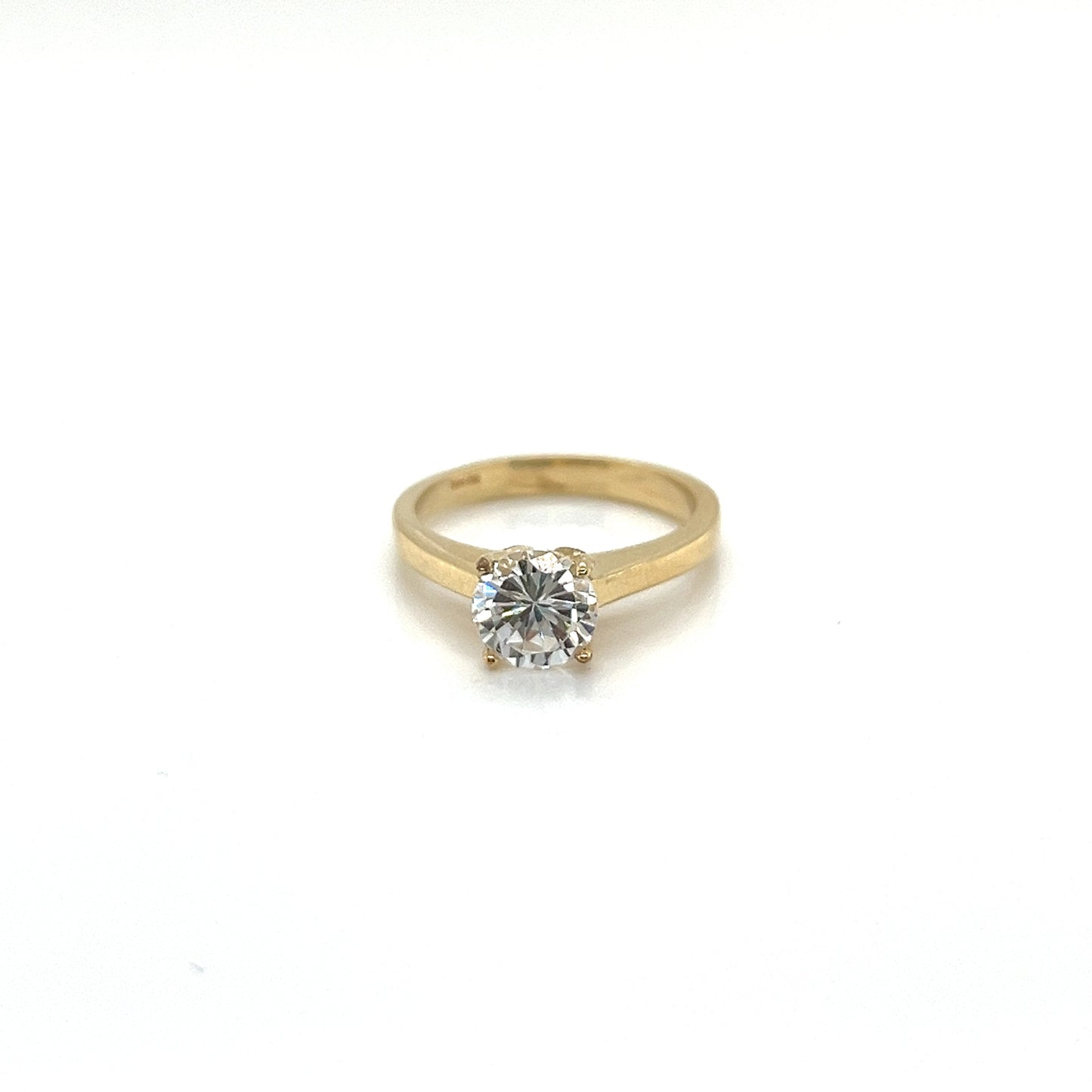 14K Gold Elevated CZ Solitaire Ring