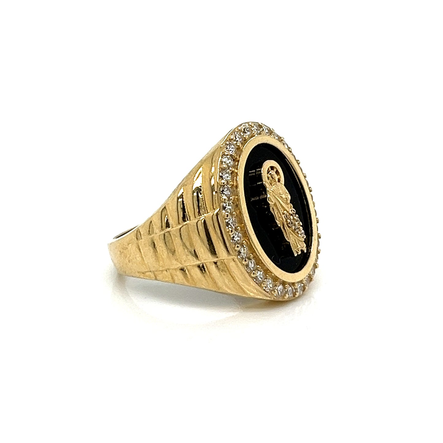 14K Gold Oval St. Judas Ring W/ CZ