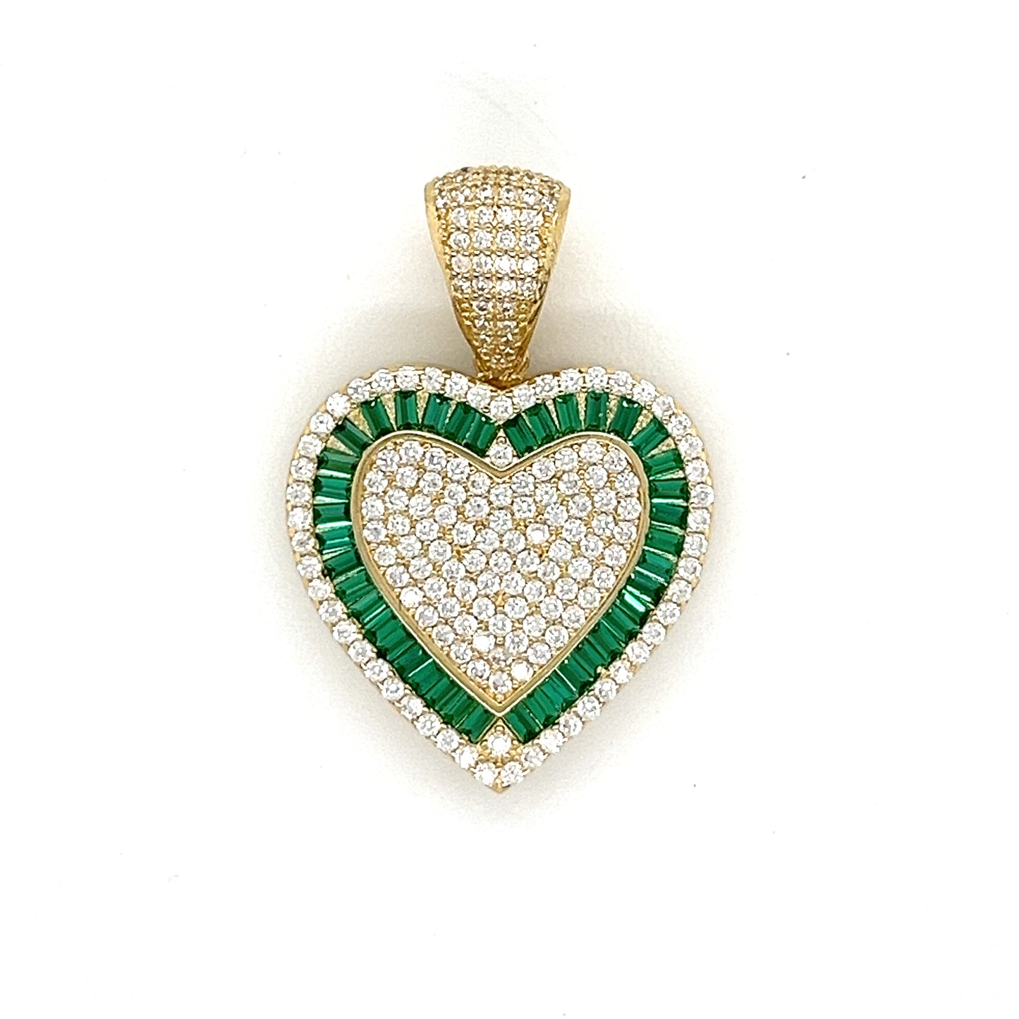 14K Gold Heart Pendants With Colored CZ
