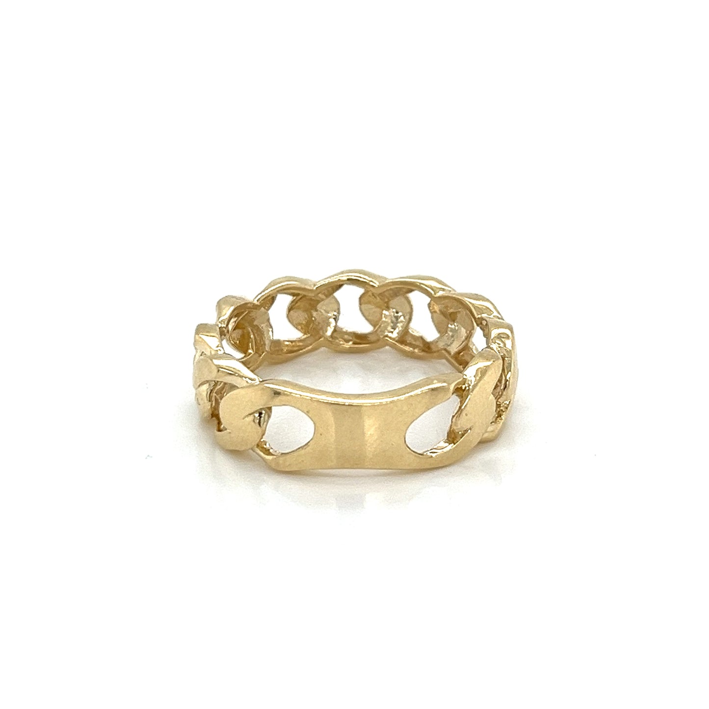 Anillo cubano Miami liso de oro de 14 quilates de 7 mm