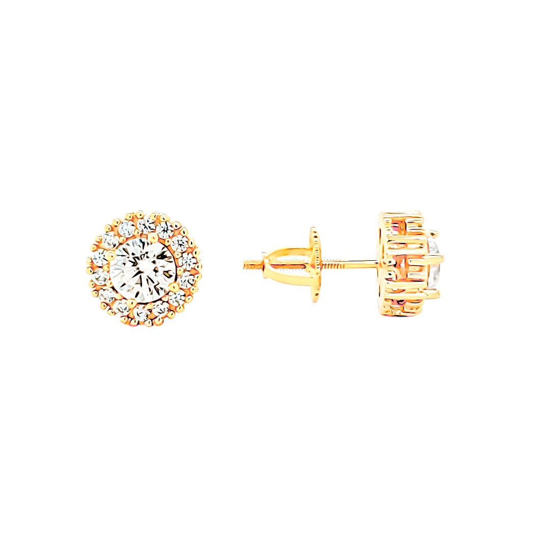 White 925 Silver Screw Back Round Spark Earrings