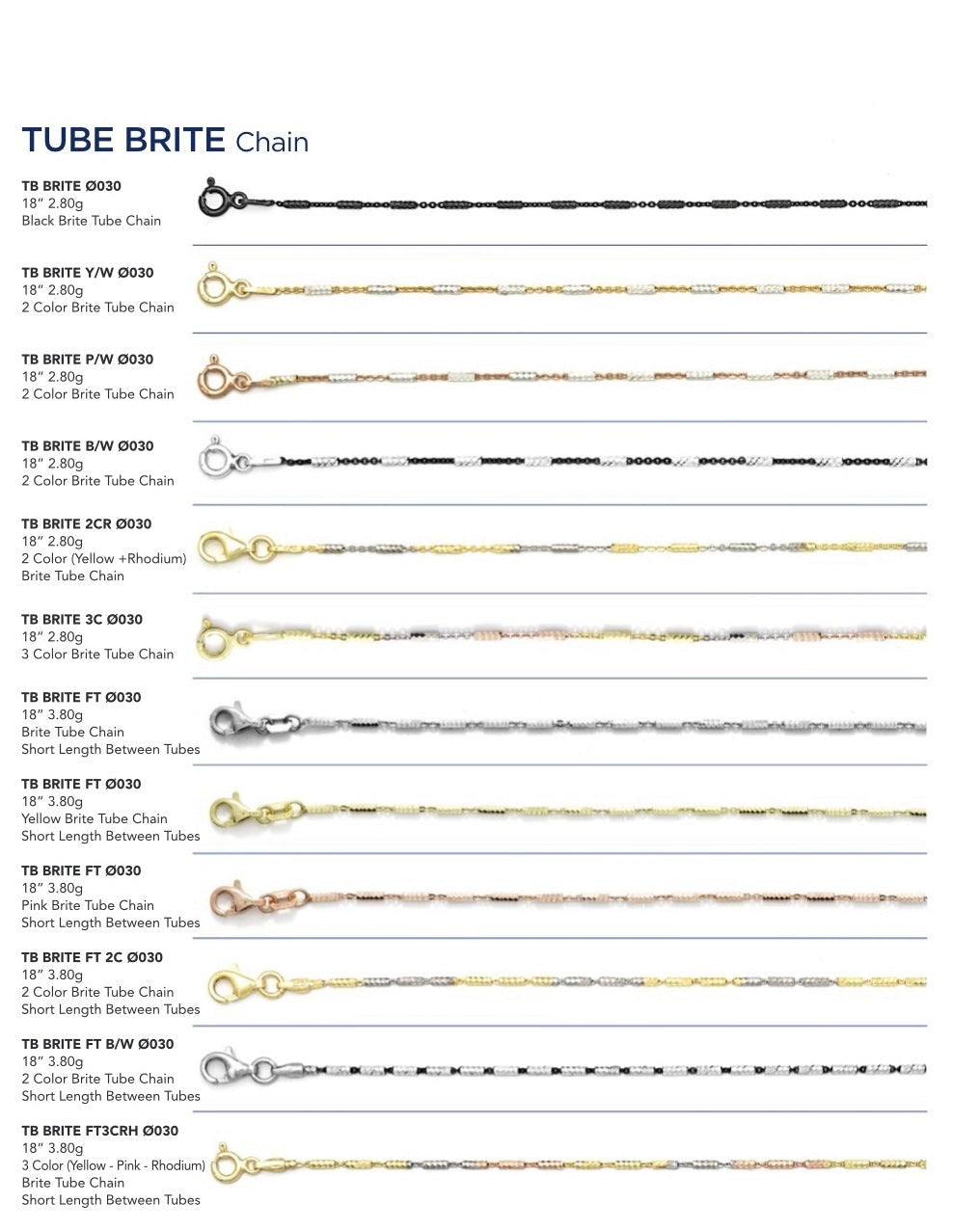 925 Sterling Silver Tube Brite Chain
