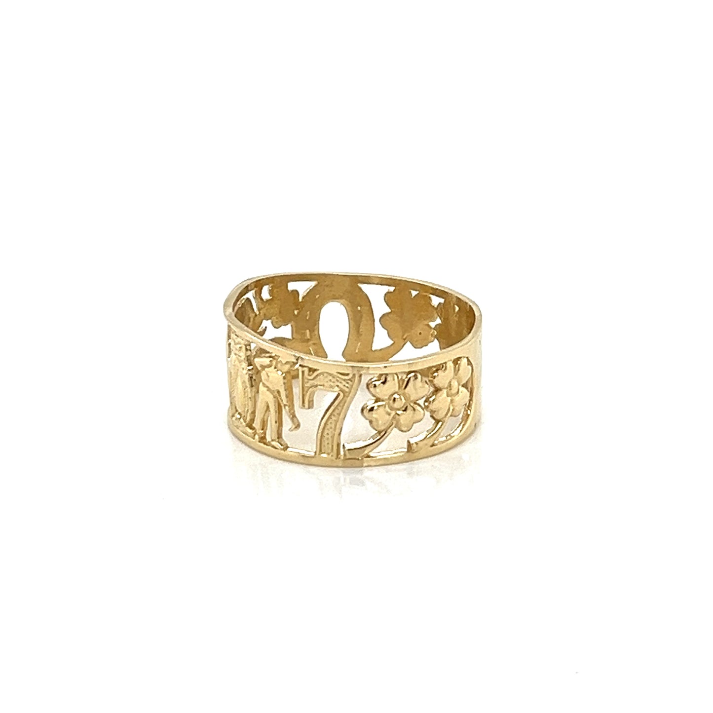 Anillo "LUCKY" liso de oro de 14 quilates