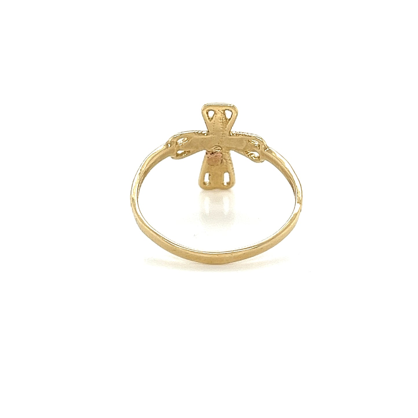Anillo con cruz de Jesús liso en oro de 14 quilates