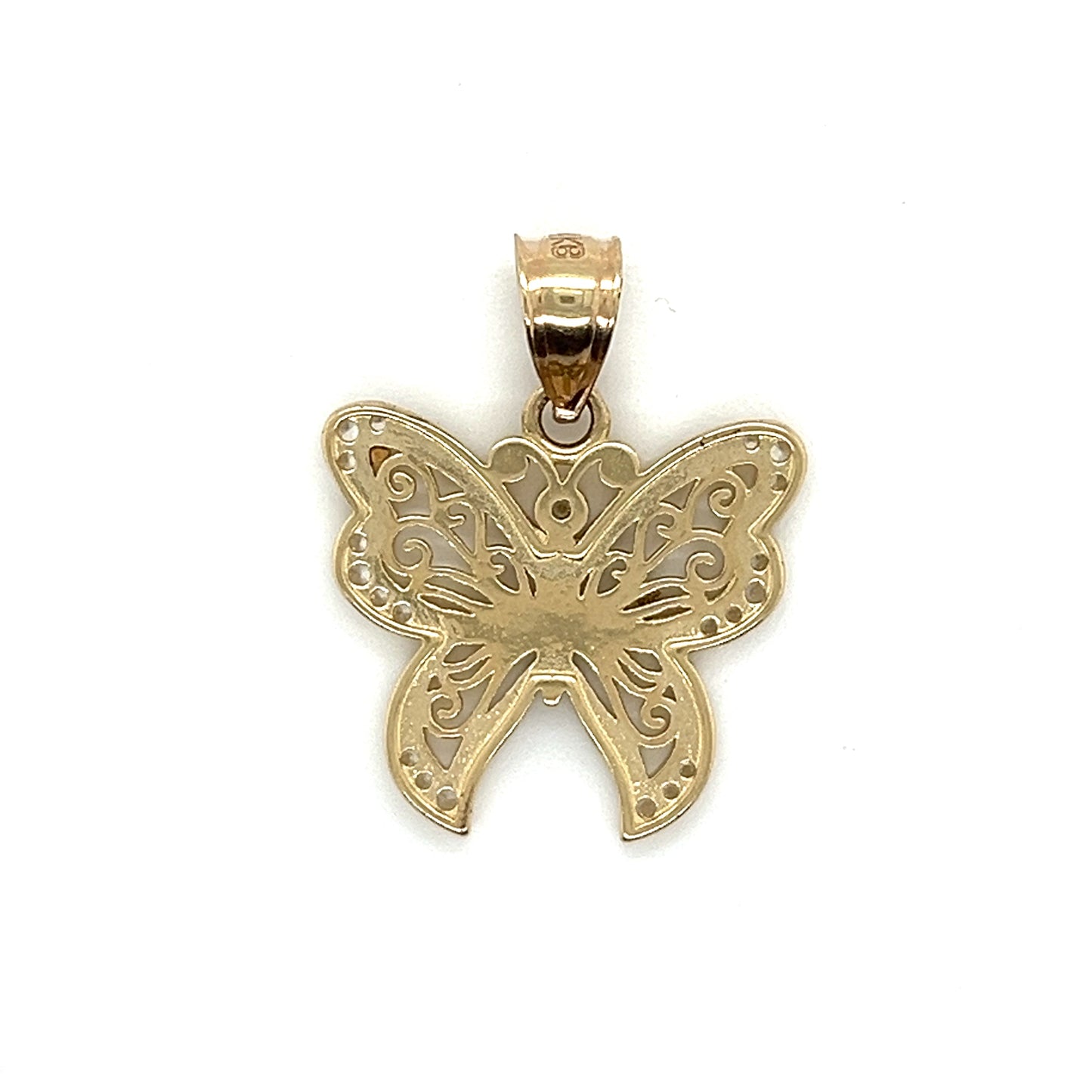 Colgante de mariposa hermoso de oro de 14 quilates