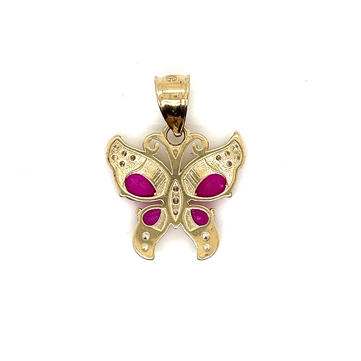 Colgante de mariposa rosa de oro de 14 quilates