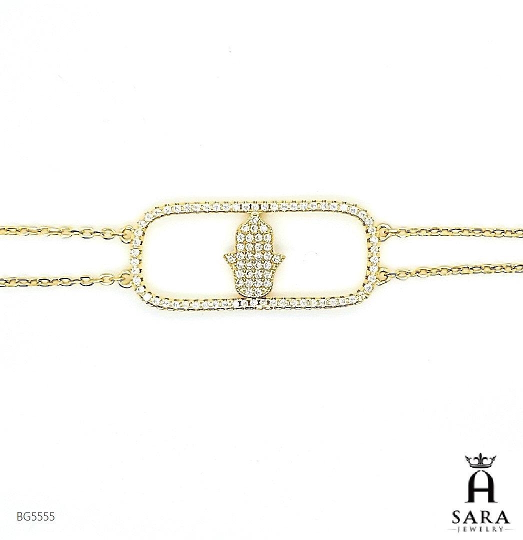 Pulsera Hamsa con acabado en oro de 14 quilates BG5555