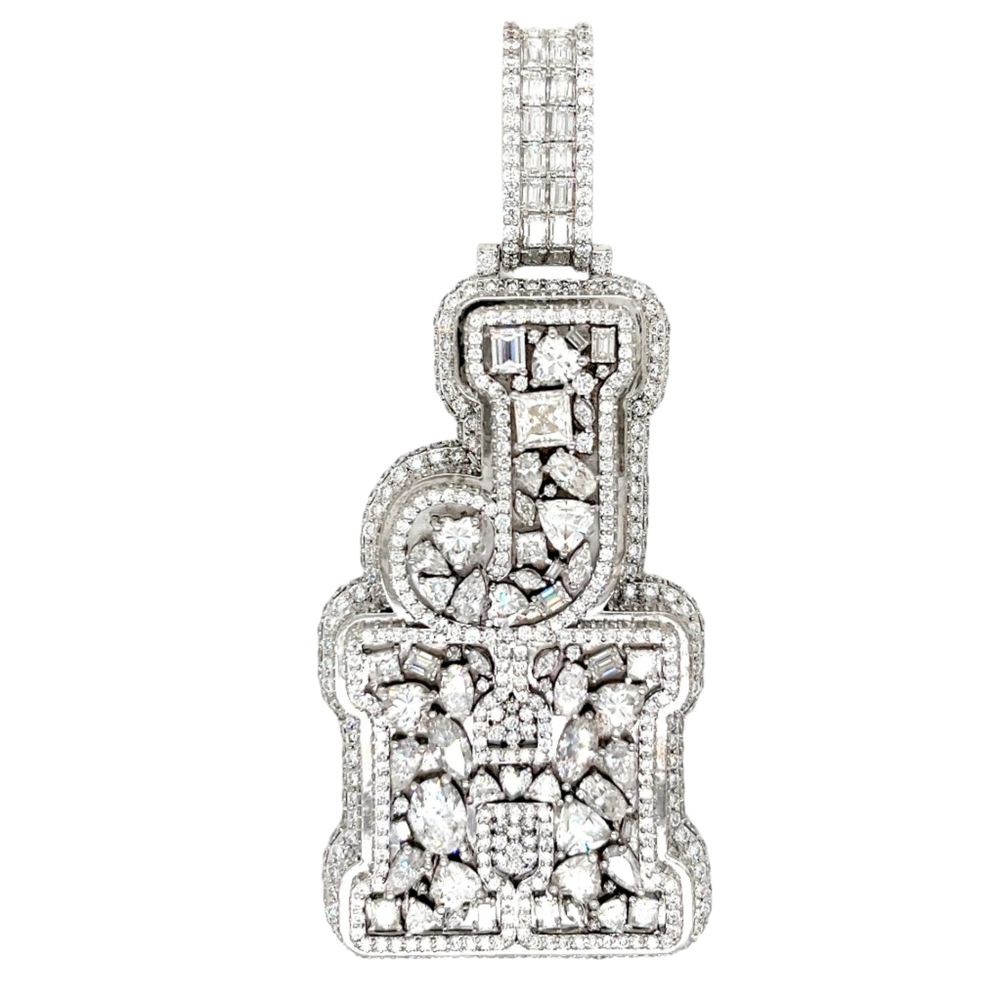 Clustered Personalized Lab-Created Moissanite 'JH' Hip Hop Pendant
