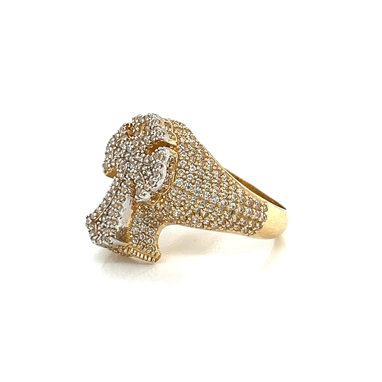 Anillo De Cruz 3D De Oro De 14 Quilates Con Circonita