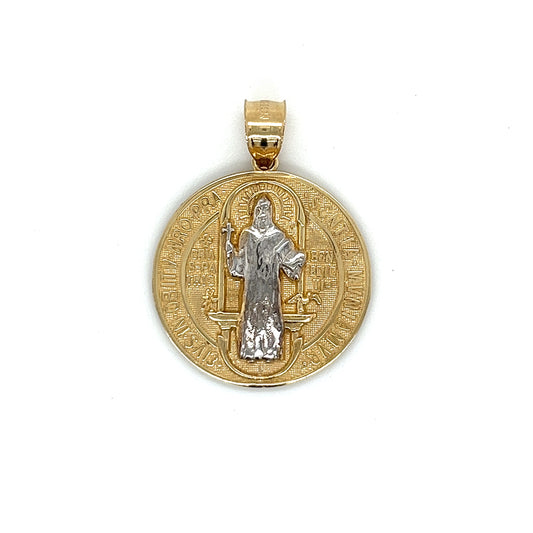 Colgante Redondo San Benito de Oro de 14 Quilates