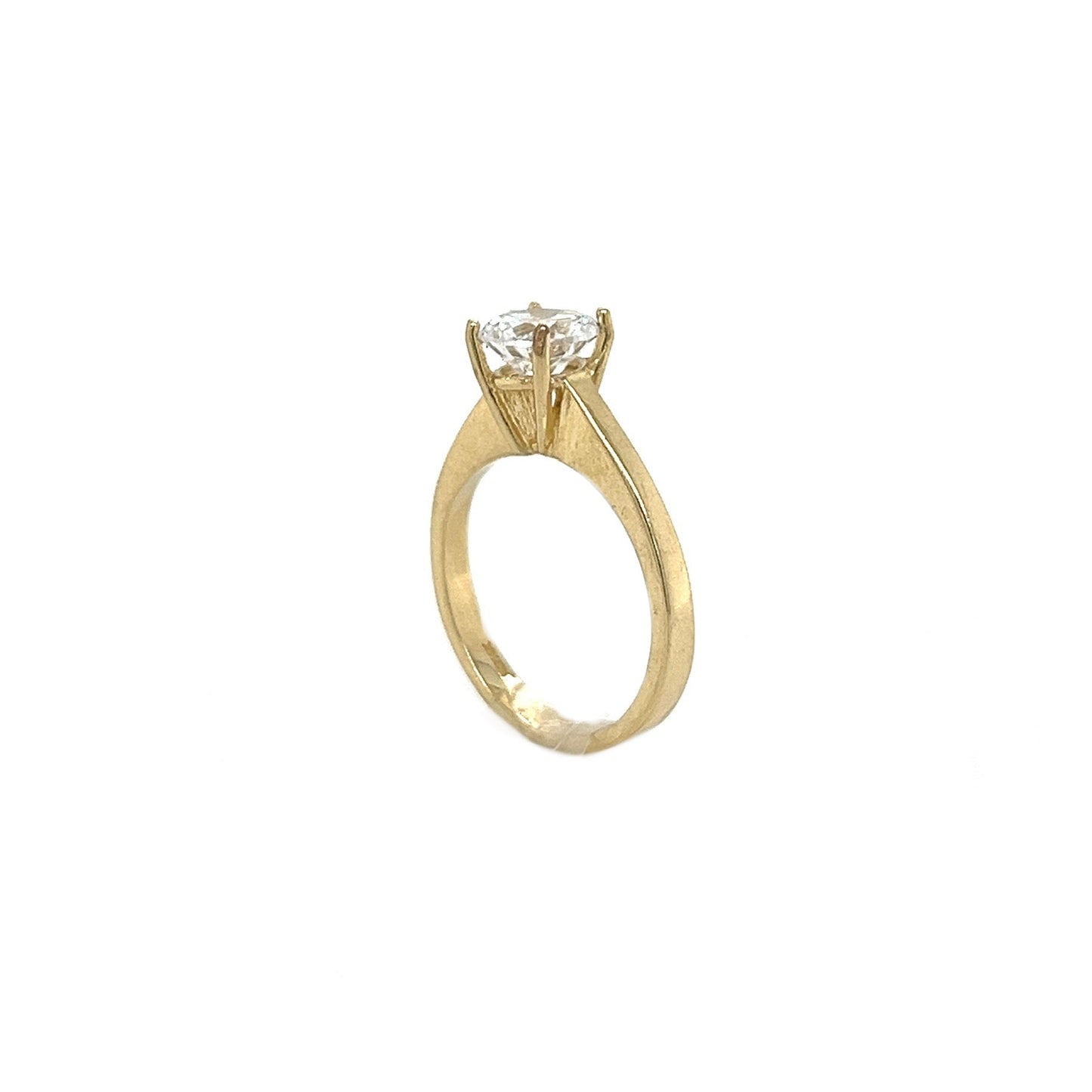 14K Gold Elevated CZ Solitaire Ring