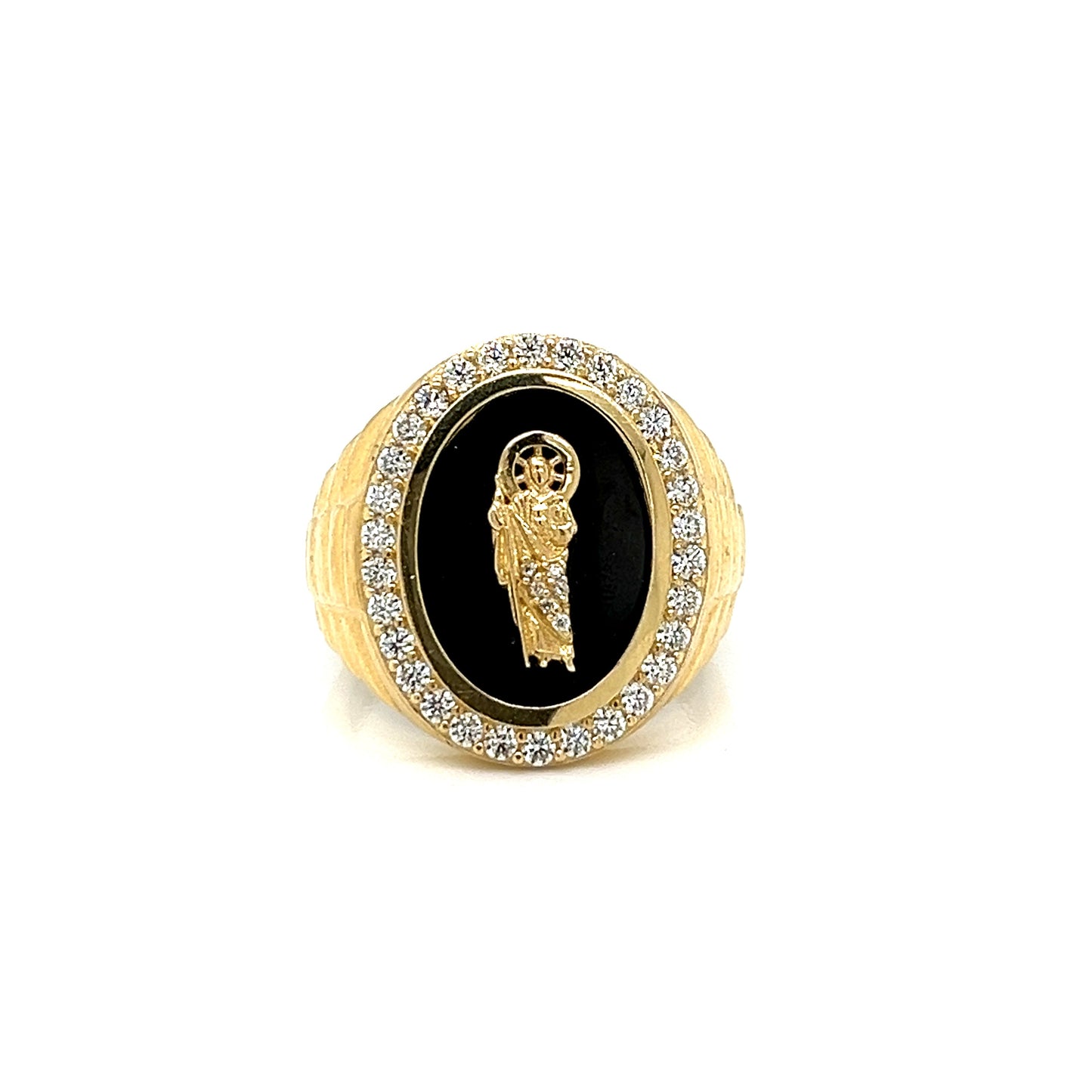 14K Gold Oval St. Judas Ring W/ CZ